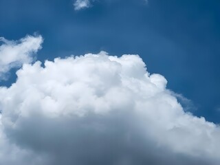 Silhouette of a bird soaring high in the blue sky with dramatic white clouds