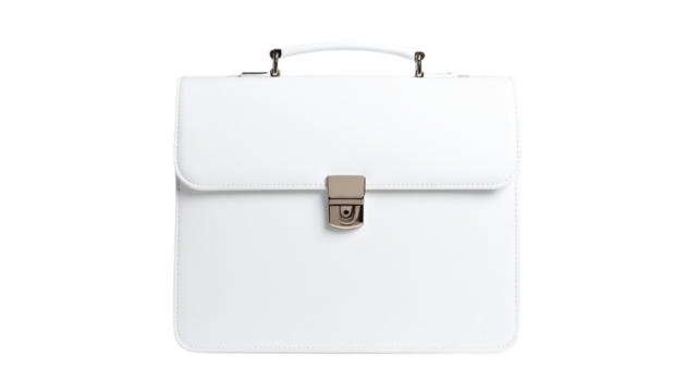 Beautiful new white business bag isolated on transparent background