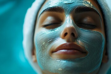 Cosmetologist applying a cosmetic mask on the female face in a spa, offering a relaxing and rejuvenating skincare treatment, Generative AI