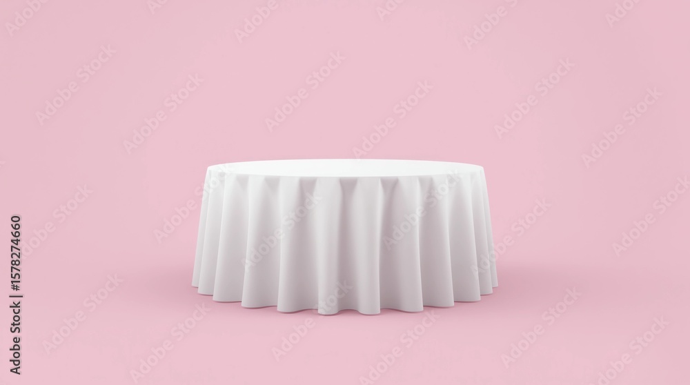 Poster levitation of white fabric in desk concept pedestal or podium display with cloth platform on valenti