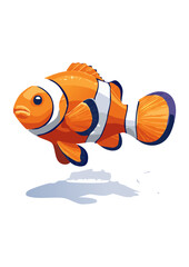 Flat Vector Illustration of a Cute Clownfish (Nemo)