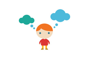 Vector Illustration Of A Child With Thought Bubble