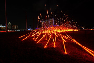 Glowing Lights and Iconic Silhouettes at Marina Bay, Singapore