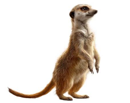 Curious Standing Meerkat on Hind Legs, Realistic Style, Transparent PNG