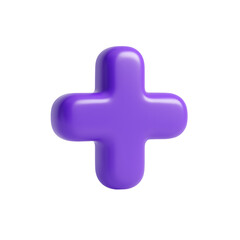 Vibrant 3D Purple Plus Sign for Addition and Creation