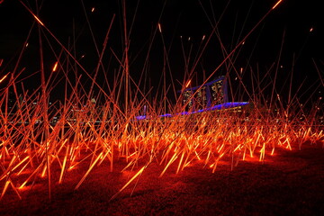 Glowing Lights and Iconic Silhouettes at Marina Bay, Singapore