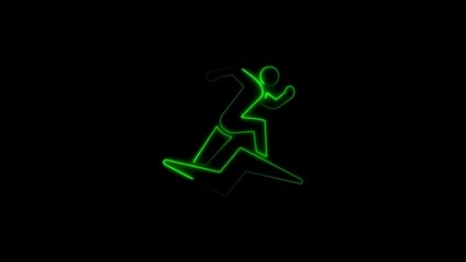 Green neon silhouette of a speeding runner creating a dynamic energetic aesthetic