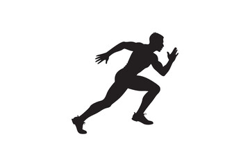 Silhouette of a Man Running Fast on a White Background Depicting Speed Agility and Determination in Sports and Athletics Perfect for Fitness and Competition Concepts
