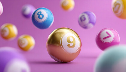 Purple Number 9 Lottery Ball in Focus