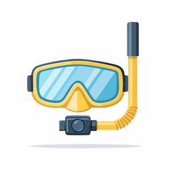 Yellow and Blue Snorkel Mask and Tube for Underwater Exploration