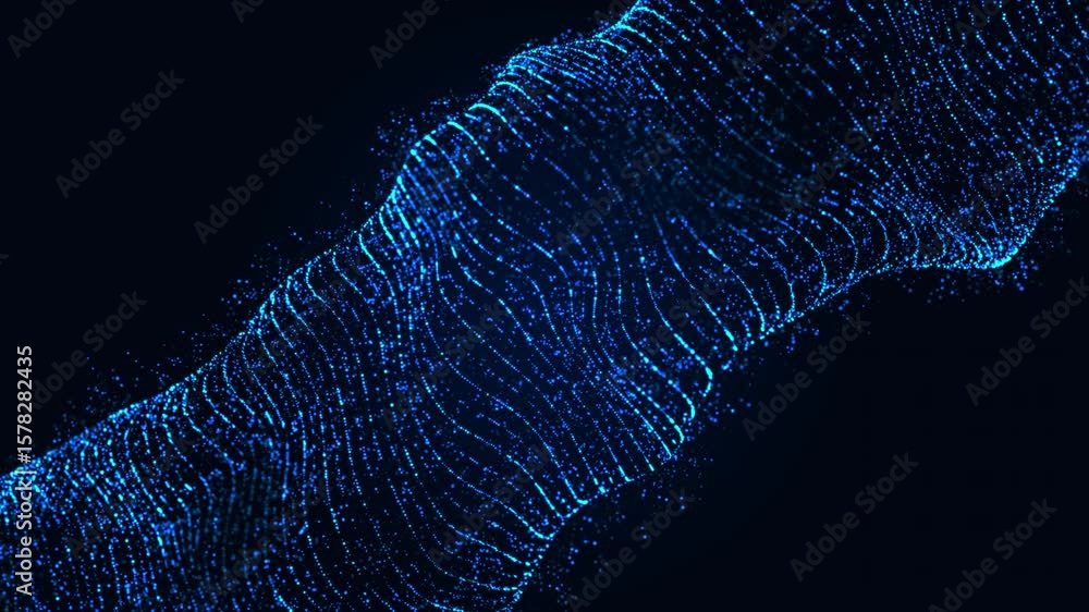 Poster blue digital wave on dark background, network communication, futuristic technology concept. seamless