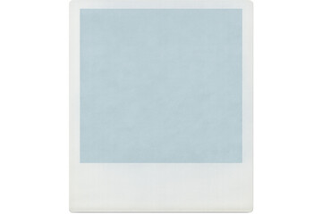 Fototapeta premium Classic blank instant photo with light blue area and white frame, isolated on transparent background