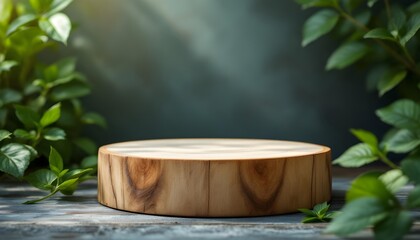 Organic Wood Pedestal with Lush Greenery