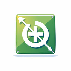 Obraz premium Medical Symbol with Arrows and Cross on Green Square Sign