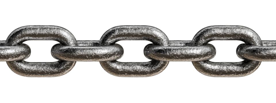 High Resolution Industrial Metal Chain on Transparent Background – Realistic Steel Links