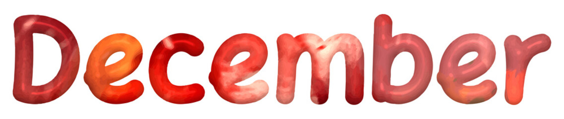 3D December Text in Cute and Playful Style – Transparent PNG

