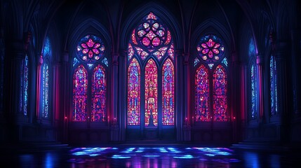 Obraz premium Gothic stained glass interior building