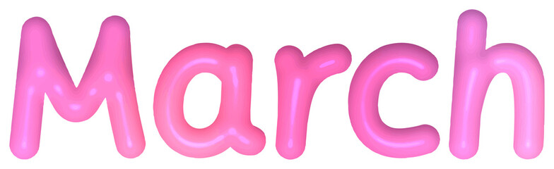 3D March Text in Fun and Playful Style – Transparent PNG