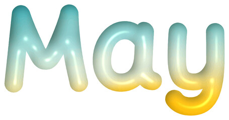 3D May Text in Cute and Playful Style – Transparent PNG

