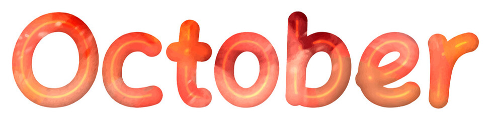 3D October Text in Cute and Playful Style – Transparent PNG