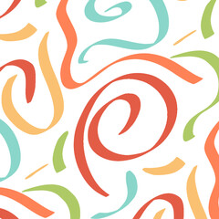 Obraz premium Colorful Hand-Drawn Streamers Pattern – Cute and Playful Decorative Ribbons