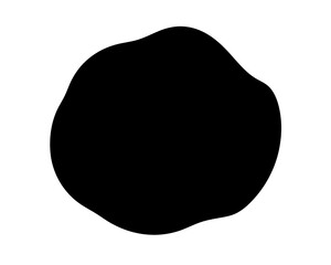 Organic blob shape in dark black color against white background illustration