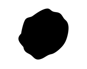 Abstract black irregular blob shape, creating a stark contrast on white