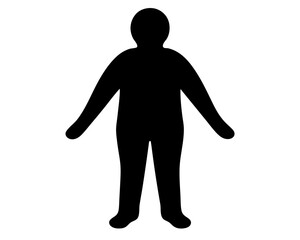 Silhouette of a person standing still with arms outstretched in black