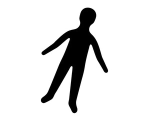 Abstract black silhouette of a person on a white background seemingly falling