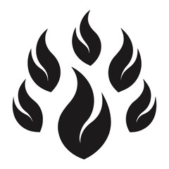 Abstract black flame shapes forming a circular pattern fire silhouette