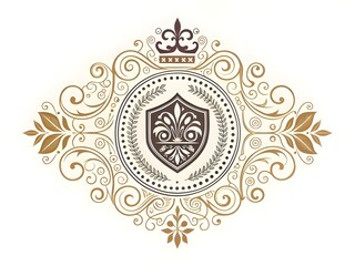 Elegant Ornamental Royal Crest Logo with Floral Details