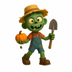  Isolate transparent Playful 3D cartoon zombies, Adorable 3D Zombie Character Set for Creative Branding, Playful and Cute Cartoon Undead Illustrations in 3D, PNG die-cut for advertising