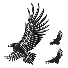 Fototapeta premium Black eagle wings soaring in flight heraldic style vector