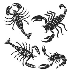 Black scorpion silhouettes tribal tattoo style scorpions