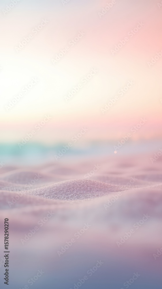Poster subtle gradient backdrop with blurred shapes, highlighting a serene landscape of gentle waves in a t
