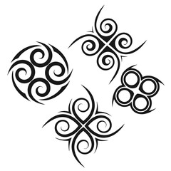 Black tribal tattoo designs with swirling patterns white