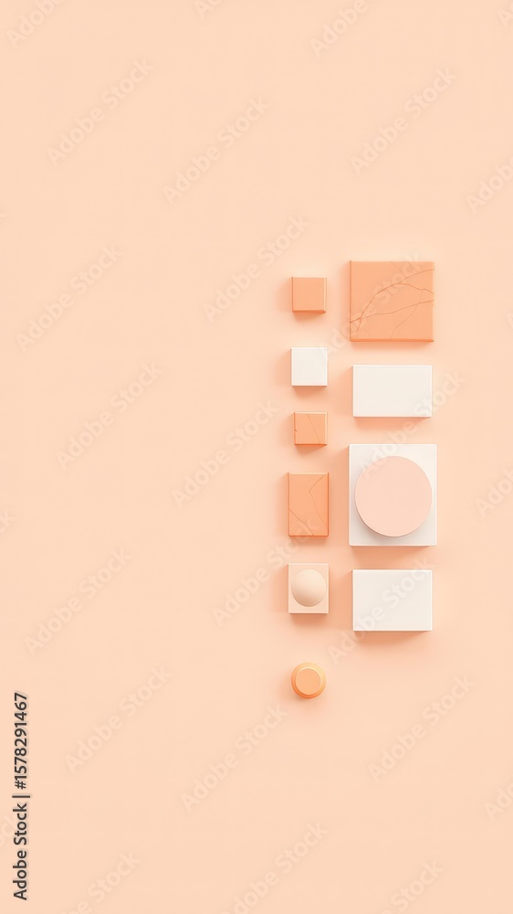 Poster arrangement of minimalist peach and cream geometric shapes forming a modern and simple design layout