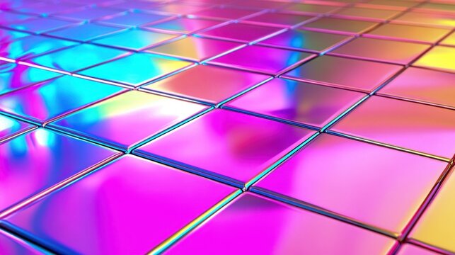hologram grid reflection background with mirrored floor