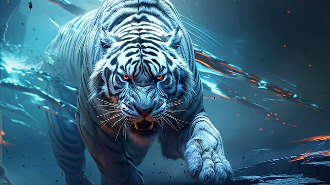 Galaxy Version of white tiger world ,ai generative