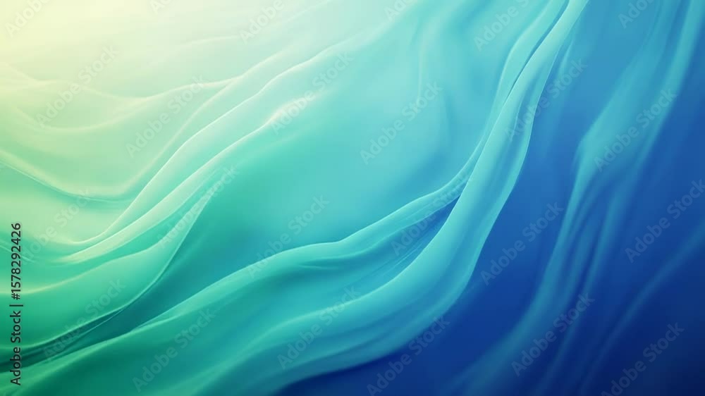Aufkleber flowing abstract turquoise and green gradient background creating soft waves
