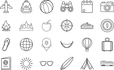 Travel Essentials Line Icons &ndash; Vector Set for Designers