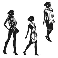 Fashionable women showcasing stylish shawls accessories style