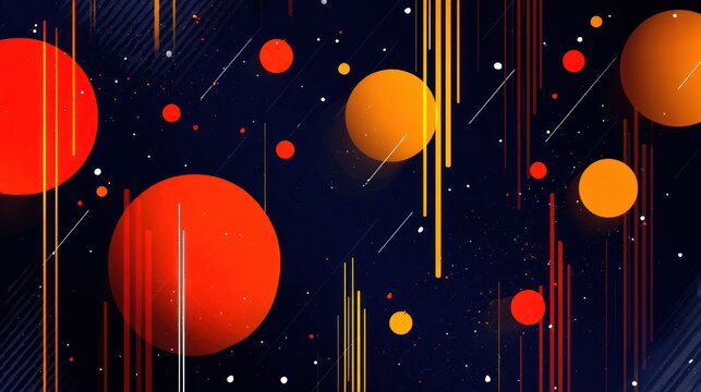 Abstract space scene with vibrant circles and streaks