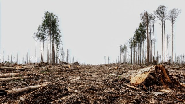 hazardous deforested area  isolated on white
