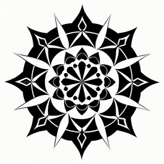 Intricate black and white symmetrical mandala design abstract
