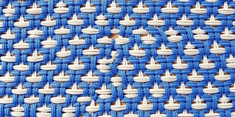 Obraz premium Intricate blue and white gingham check, woven texture close-up, grid, check