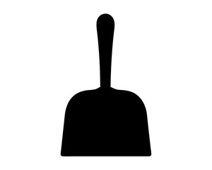 Obraz premium Silhouette of a black plastic dustpan with a long handle on white