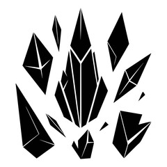 Sharp Black Crystal Shards Scattered glass fracture