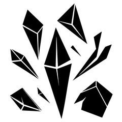 Sharp black geometric shards scattered on white abstract