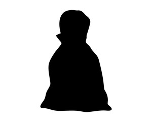 Silhouette of a person cloaked and hooded, shrouded in mystery and anonymity